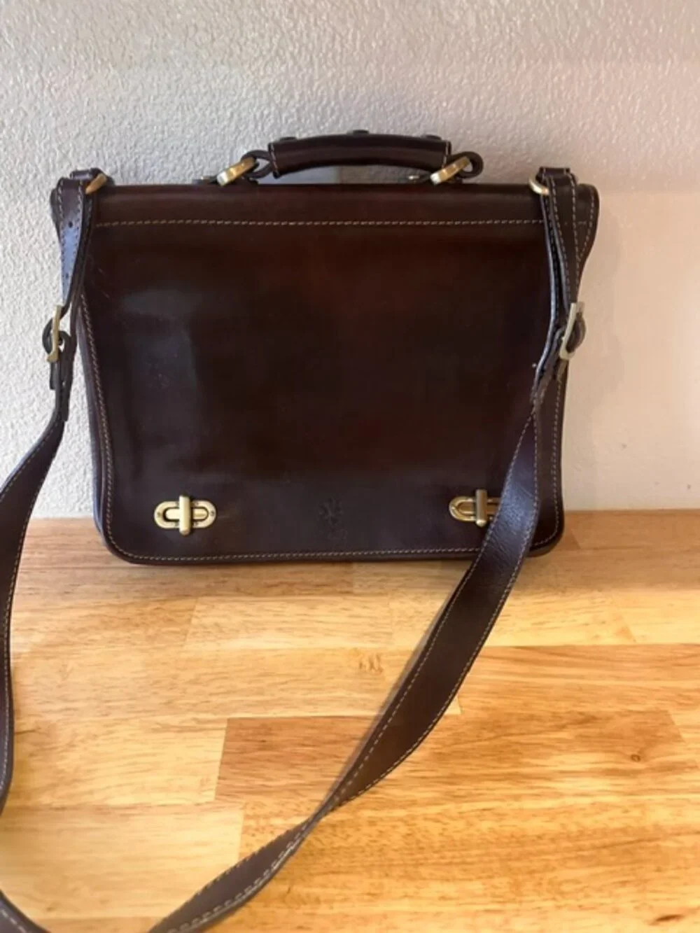 Vera Pelle | Made in Italy Vintage Leather Crossbody Sachel Messenger Bag Brown